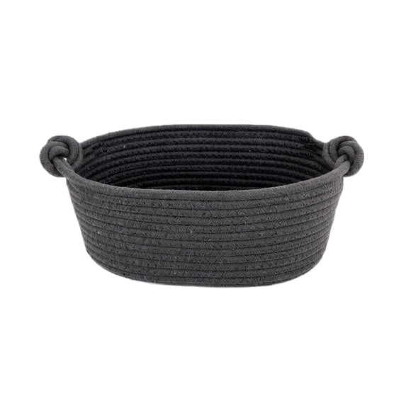 Cotton Rope Storage Baskets with Knotted Handle, Woven Decorative Bins for Laundry Toys Towels Shelves, Versatile Home Organization Storage Solution,Dark Gray