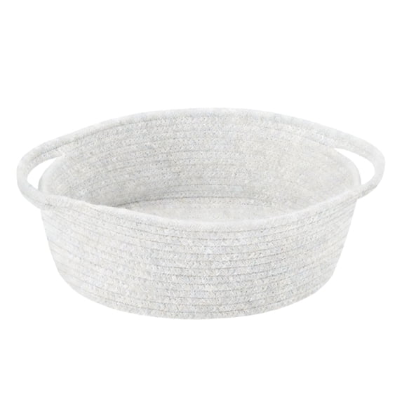 Cotton Rope Storage Baskets, Woven Handled Toy Boxes for Babies, Nursery and Living Room Organization, White