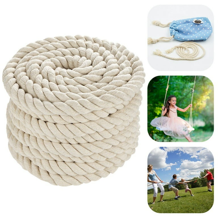 Cotton Rope, Strong 0.79in 3-Strand Twist Rope, 50ft Twisted Cord for DIY  Bed Swings, Pet Toys, Baskets, Bags, Decorative Projects(Beige)
