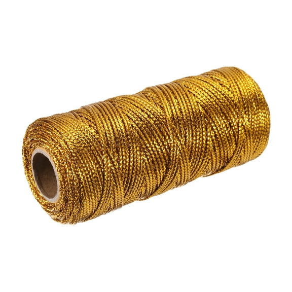 Cotton Rope Twisted Braided Rope Cord, Gold 100m/109 Yard 1.5mm Dia for Wall Hanging, Plant Hanger
