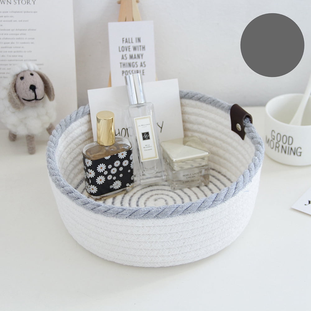 Cotton Rope Woven Basket,Handmake Small Woven Cotton Basket for Storage