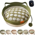 thumbnail image 1 of Cotton Rope Woven Cat Bed Basket Round, Foldable Sleeping Basket with Playing Rope Ball, Handwoven Scratchable Breathable Weave for Small Dogs Pets, 1 of 8