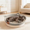 thumbnail image 1 of Cotton Rope Woven Cat Bed,Pet Sleeping Bed with a Playing Rope Ball,Foldable Sleeping Basket for Cats,Puppies,Rabbits and Small Pets (Medium,Grey & Beige), 1 of 6