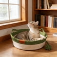 thumbnail image 1 of Cotton Rope Woven Cat Bed,Pet Sleeping Bed with a Playing Rope Ball,Foldable Sleeping Basket for Cats,Puppies,Rabbits and Small Pets (Small,Green & Beige), 1 of 6
