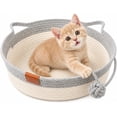 Cotton Rope Woven Round Cat Beds, Handwoven Interactive Cat Bed with ...