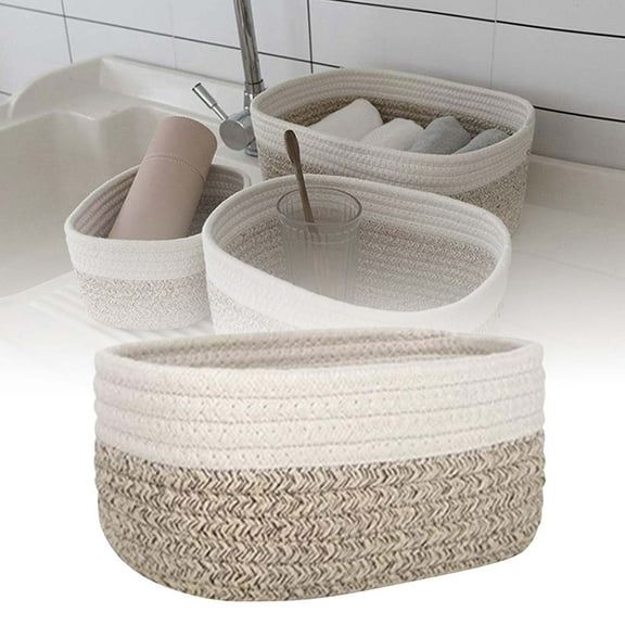 Cotton Rope Woven Storage Baskets, Cube Shelf Closet Storage Bin, Soft Bathroom Bins for Organizing, Decorative Cute Nursery Bins for Toys, Organizer Basket for Towels