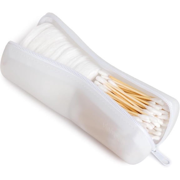 Cotton Round Swab Travel Case, 2 in 1 Portable Hair Accessories Organizer, Hair Tie and Bobby Pin Holder, Travel Qtips Case, Purse Organization, Floss Holder