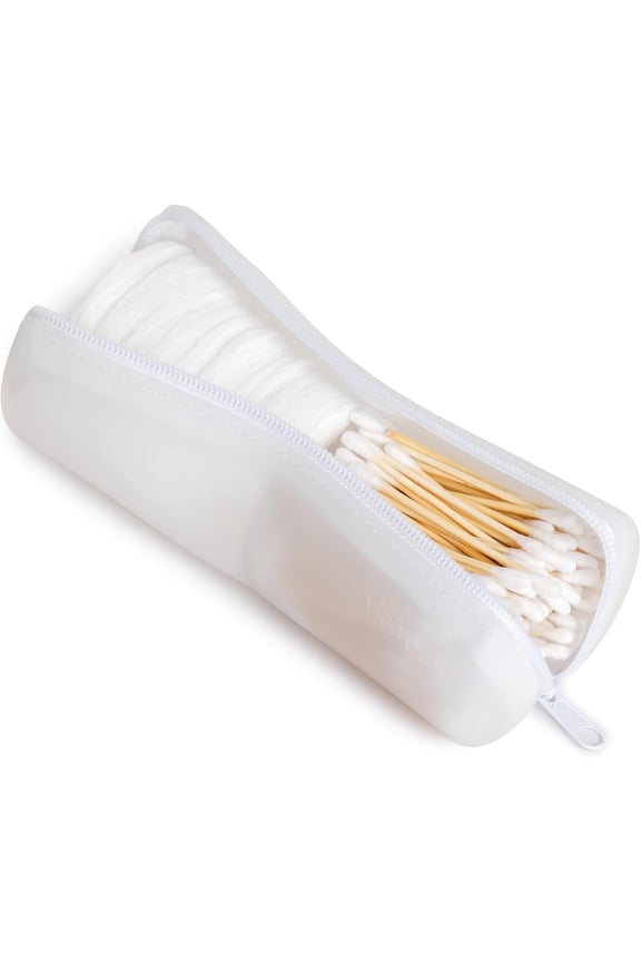 Cotton Round Swab Travel Case, 2 in 1 Portable Hair Accessories Organizer, Hair Tie and Bobby Pin Holder, Travel Qtips Case, Purse Organization, Floss Holder