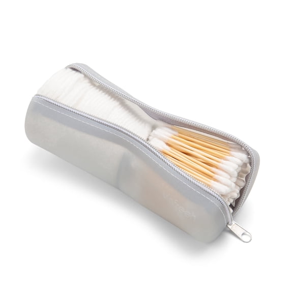 Cotton Round Swab Travel Case, 2 in 1 Portable Hair Accessories Organizer, Hair Tie Organizer, Hair Tie Holder, Bobby Pin Holder, Travel Qtips Case, Purse Organization, Floss Holder By Visfresh