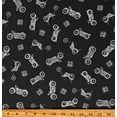 thumbnail image 1 of Cotton Route 66 Signs Motorcycles Travel Road Trip Black Cotton Fabric Print by the Yard (C15011-BLACK), 1 of 1