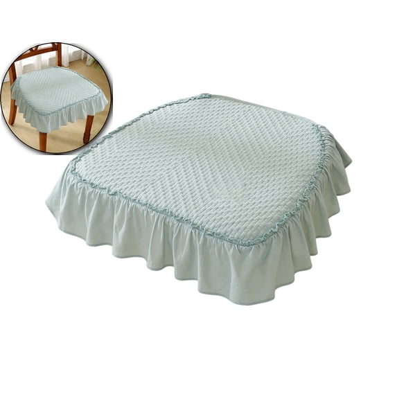 Cotton Ruffled Chair Cushion, Dining Room Kitchen Chair Cover with Ruffle Skirt, Thick Farmhouse Square Chair Pad Stool Mat for Banquet Hotel Wedding Party