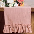 thumbnail image 1 of Cotton Ruffles Table Runner Event Party Supplies Fabric Decor Romantic Solid Colour Placemat for Holiday Wedding Christmas Doily, 1 of 9
