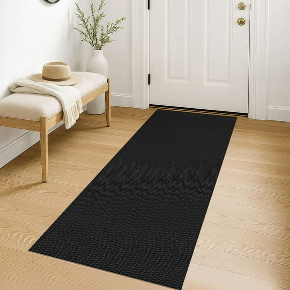 iOhouze Runner Rug for Hallways 2x5 ft Washable Runner Area Rug with Rubber Backing Braided Cotton Entryway Rugs Indoor Carpet Rugs for Hallway Kitchen Entryway Bedroom, Black/Charcoal Grey