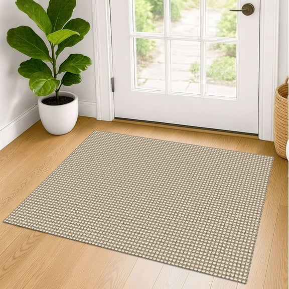iOhouze Boho Entryway Rugs 2x3 ft Small Area Rugs Washable Rugs Rubber Backed Front Door Rug Cotton Entrance Rugs for Front Porch Bathroom Kitchen Bedroom, Ivory/Khaki