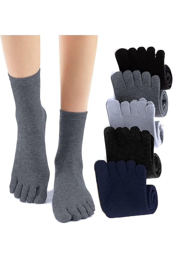 Cotton Running 5 Pairs Five Finger Mini Crew Socks,Men's Sports Breathable Socks,UK 6-10/Eur 39-45
