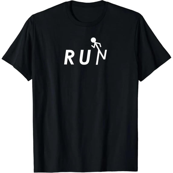 Cotton Running Stick Figure Humor Graphic for Runners Tee T Shirt Top Short Sleeve Round Neck Black S-5XL