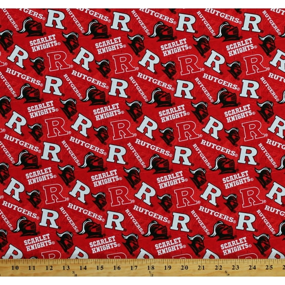 Cotton Rutgers University Scarlet Knights Logos Red Tone on Tone College Sports Team Cotton Fabric Print by the Yard (RUT1178)