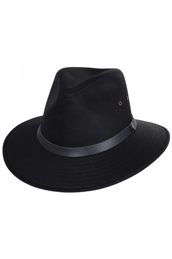 Cotton Safari Fedora Hat - Black - XL - Black