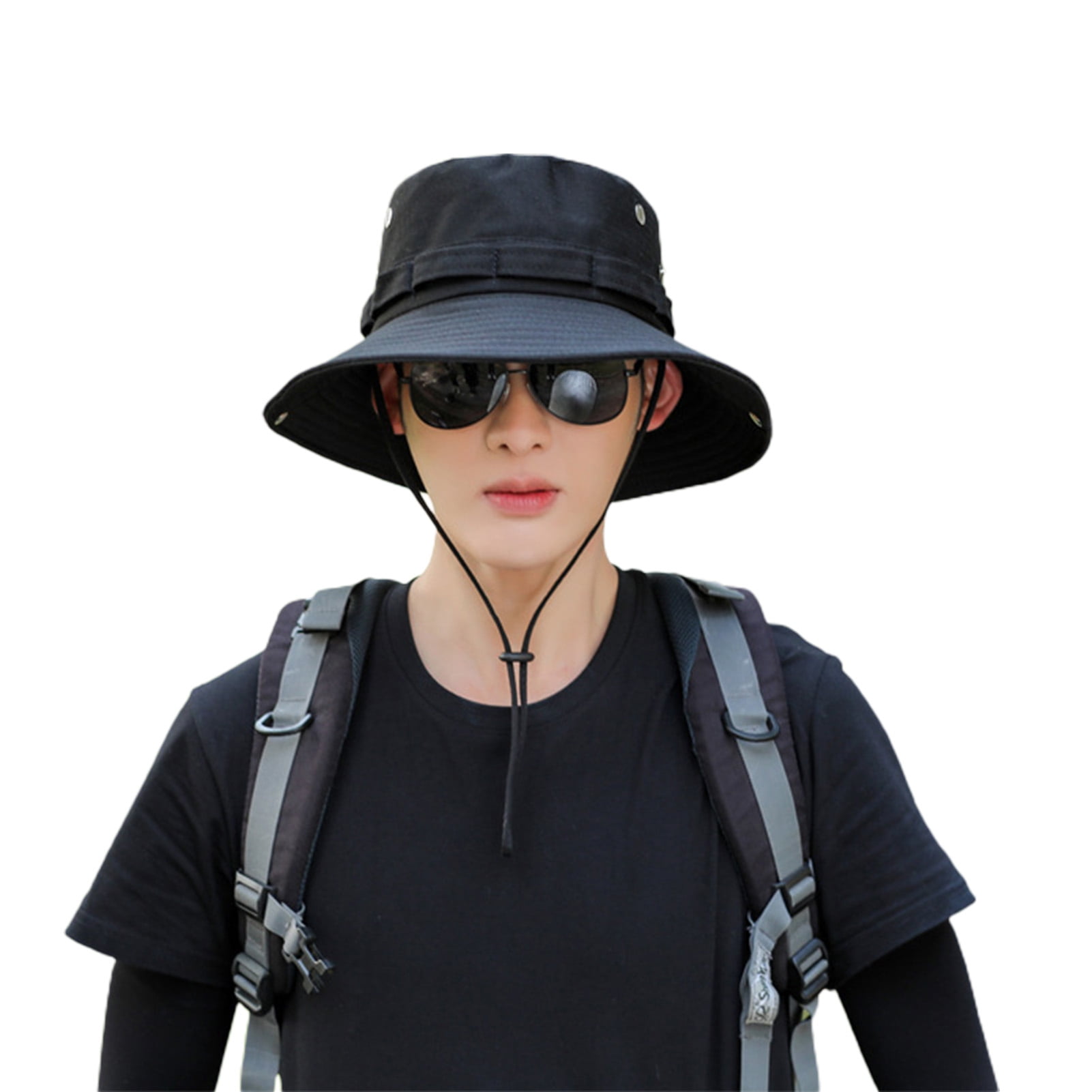 Cotton Safari Hat Wide Brim Fishing Cap Foldable Boonie Hat Double Sided Outdoor  Sun Hat for Men and Women 