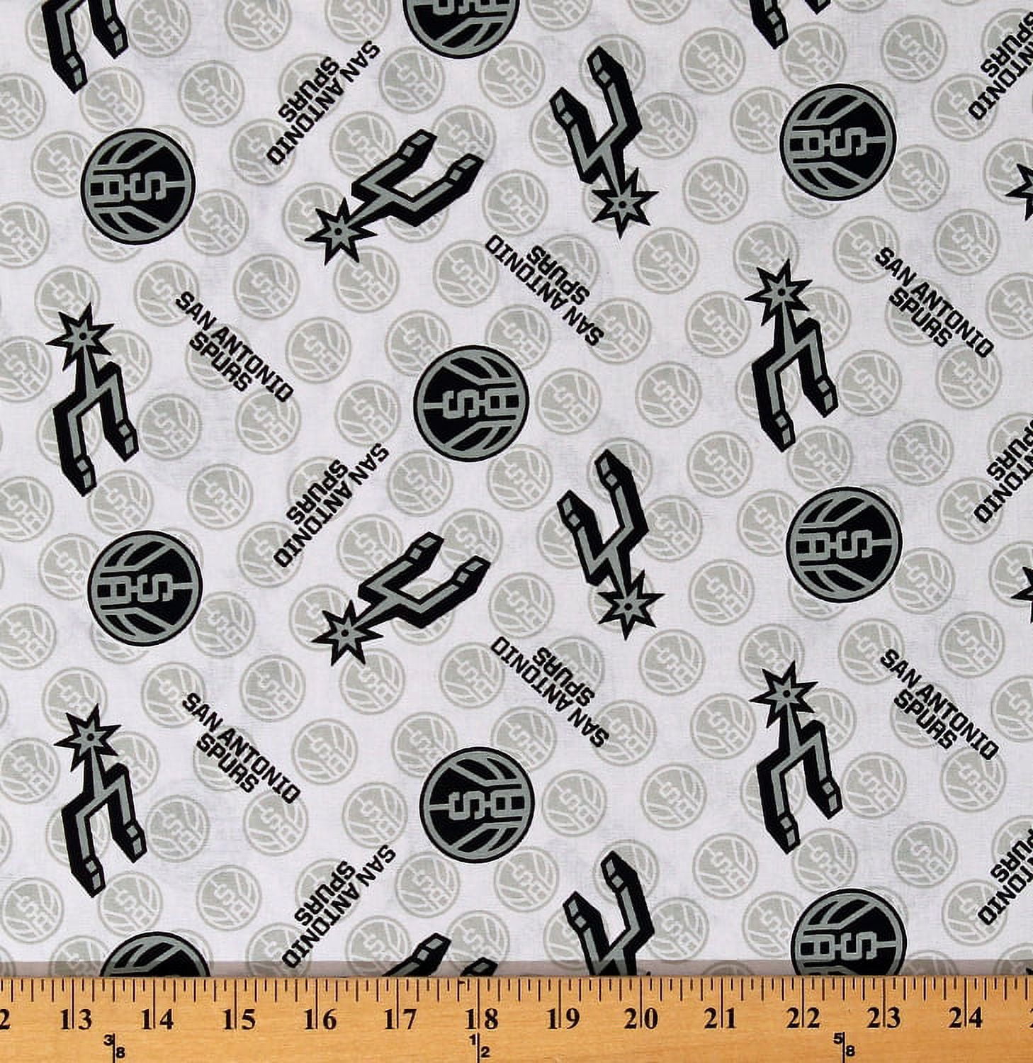 Cotton San Antonio Spurs White NBA Pro Basketball Sports Team Cotton Fabric Print by the Yard (83SAS0002-01)