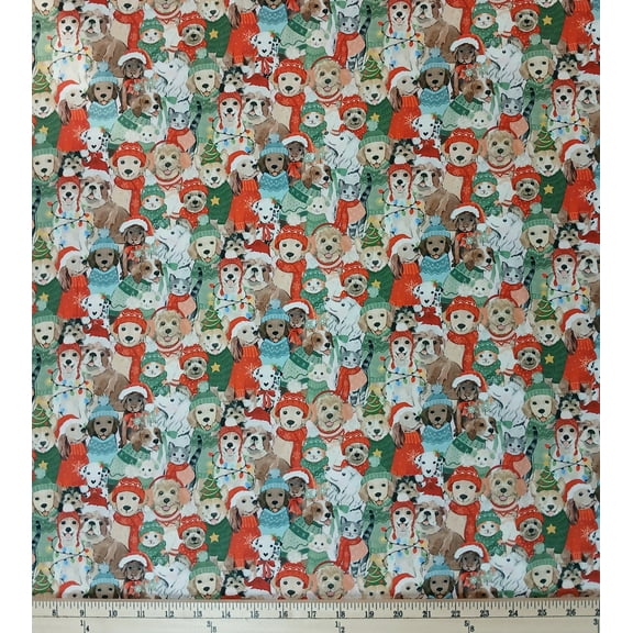 Cotton Santa Paws Dogs Puppies Winter Outfits Christmas Pets Clothworks Cotton Fabric Print by the Yard (Y4428-55)