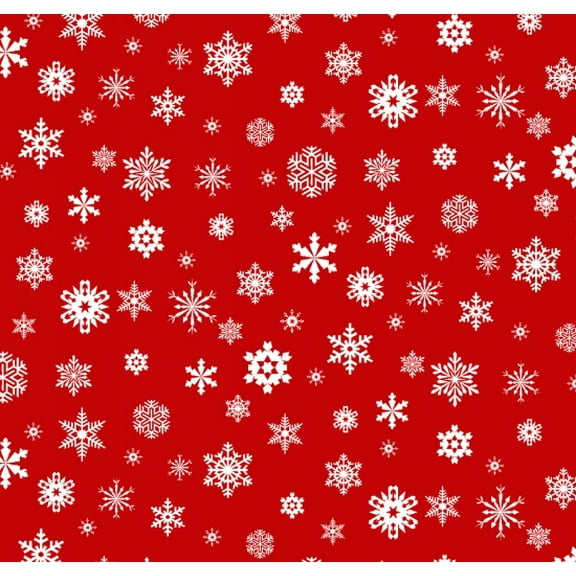 Cotton Santa's List Snowflakes Snow Christmas Winter Red Elizabeth Studios Cotton Fabric Print by the Yard (676RED)
