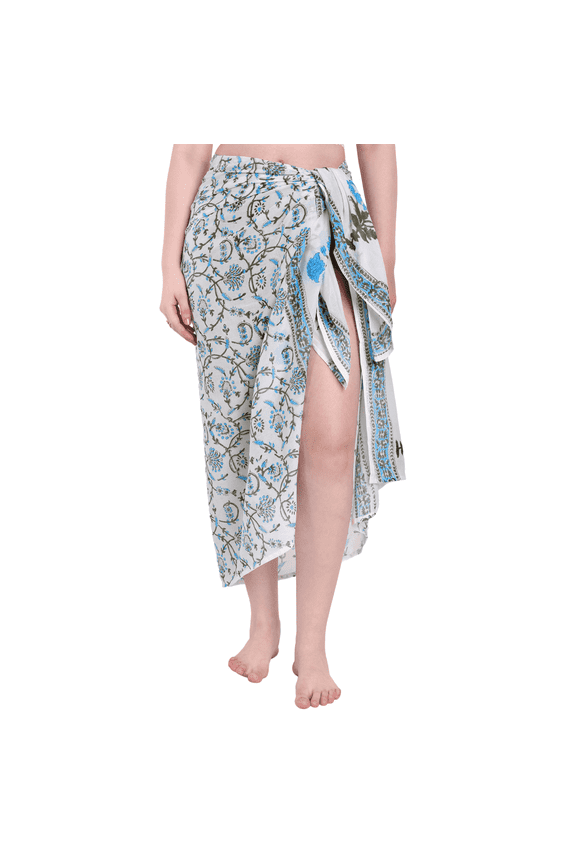Cotton Sarong Pareo Beach Sarong Printed Beach Sarongs for Women Block Print Sarong Wraps for Women Floral Colorful Boho Long Pool Wrap Swimsuit Bikini Cover Up