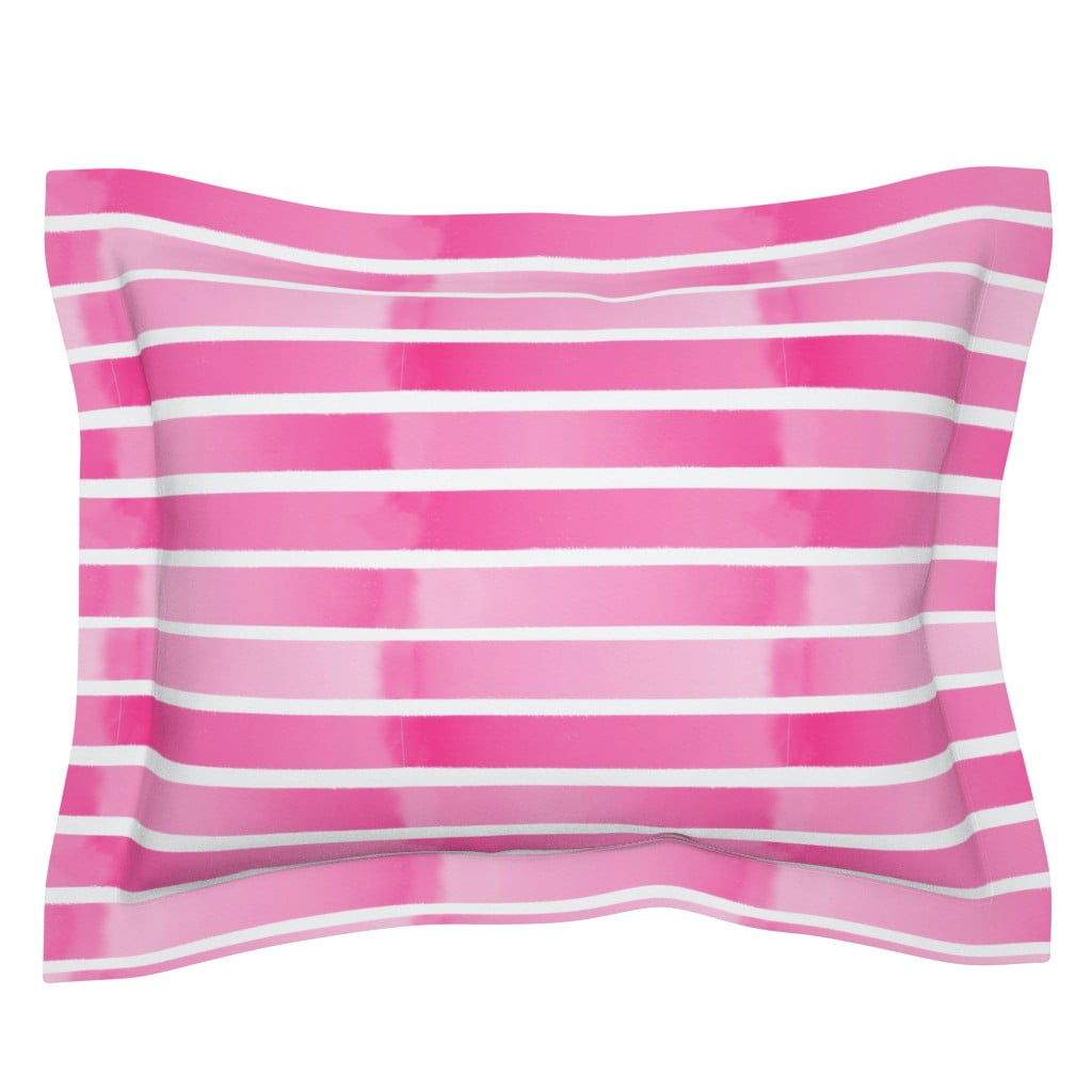 Cotton Sateen Flanged Edge Sham, Euro Highlighter Stripes Watercolor