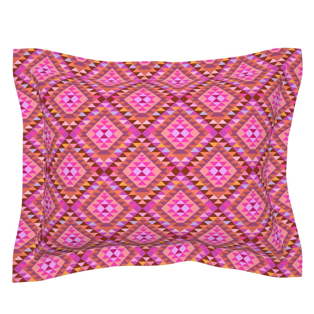 Cotton Sateen Flanged Edge Sham, Euro Kilim Warm Multi Southwestern