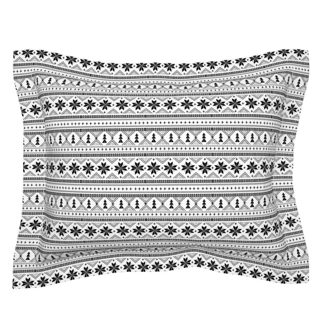 Cotton Sateen Flanged Edge Sham, Euro Nordic Christmas Minimal