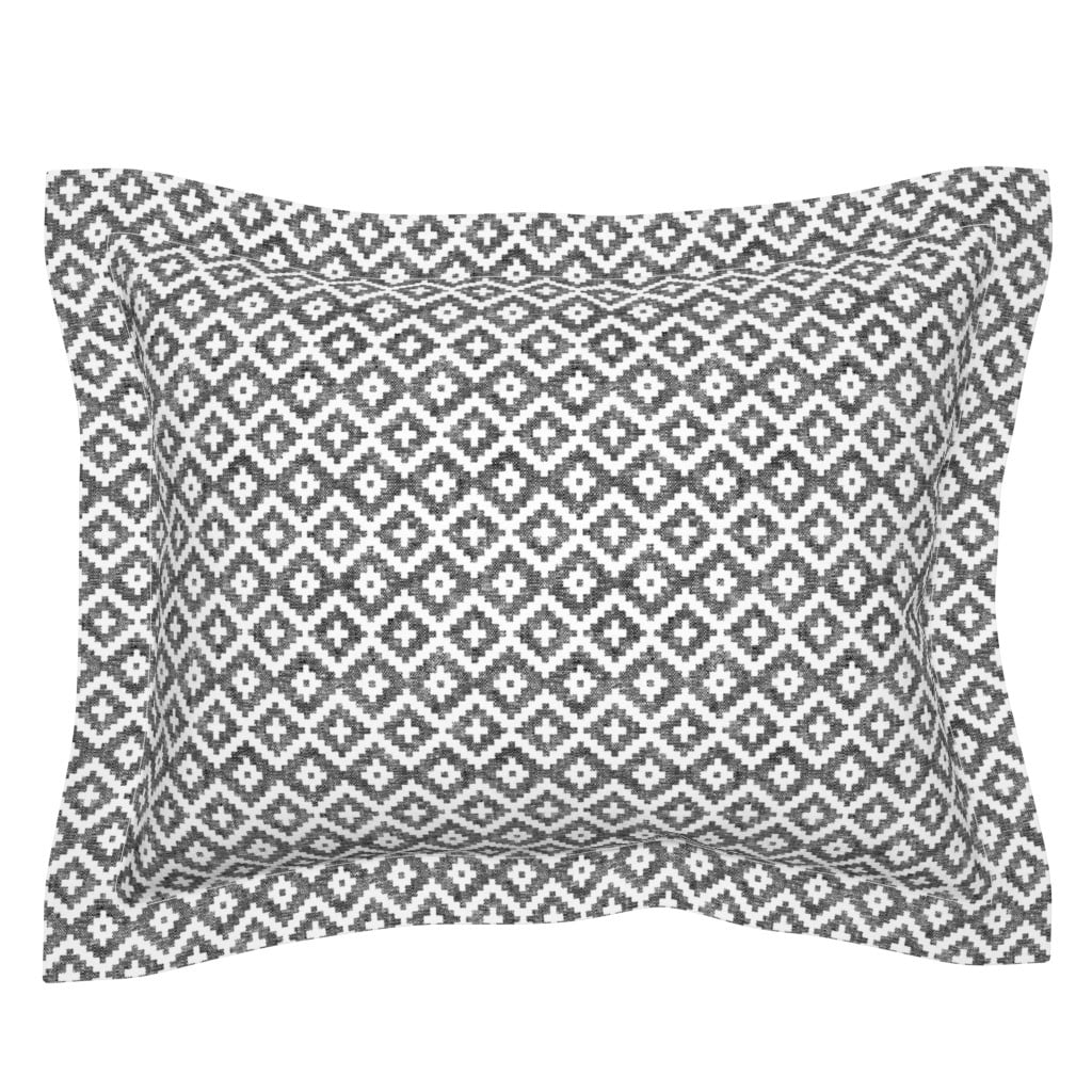 Cotton Sateen Flanged Edge Sham, King Black White Monochrome Modern