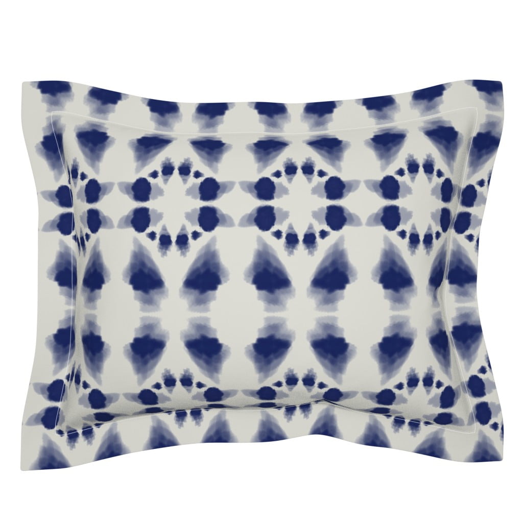 Cotton Sateen Flanged Edge Sham, Standard Tie Dye Inspired Blue