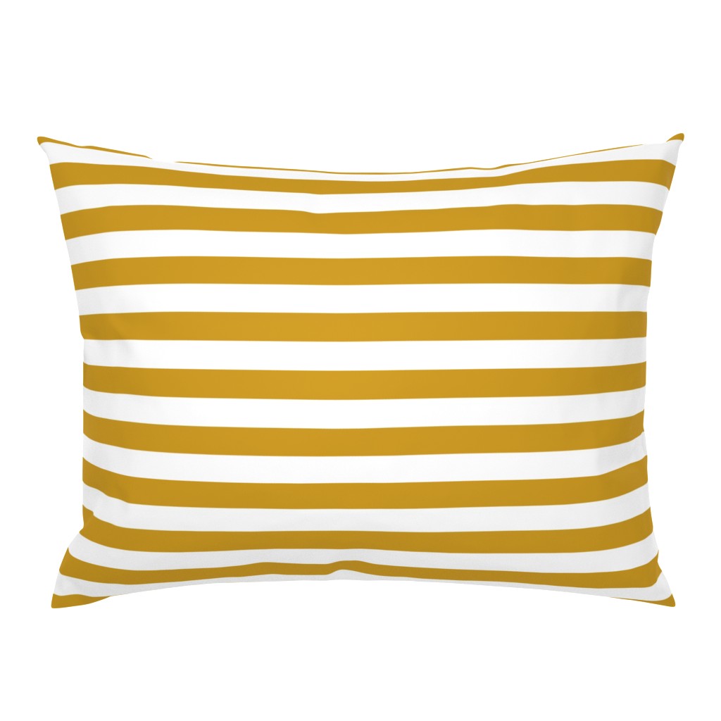 Cotton Sateen Sham, Euro Gold Stripe Mustard Yellow Nautical Stripes