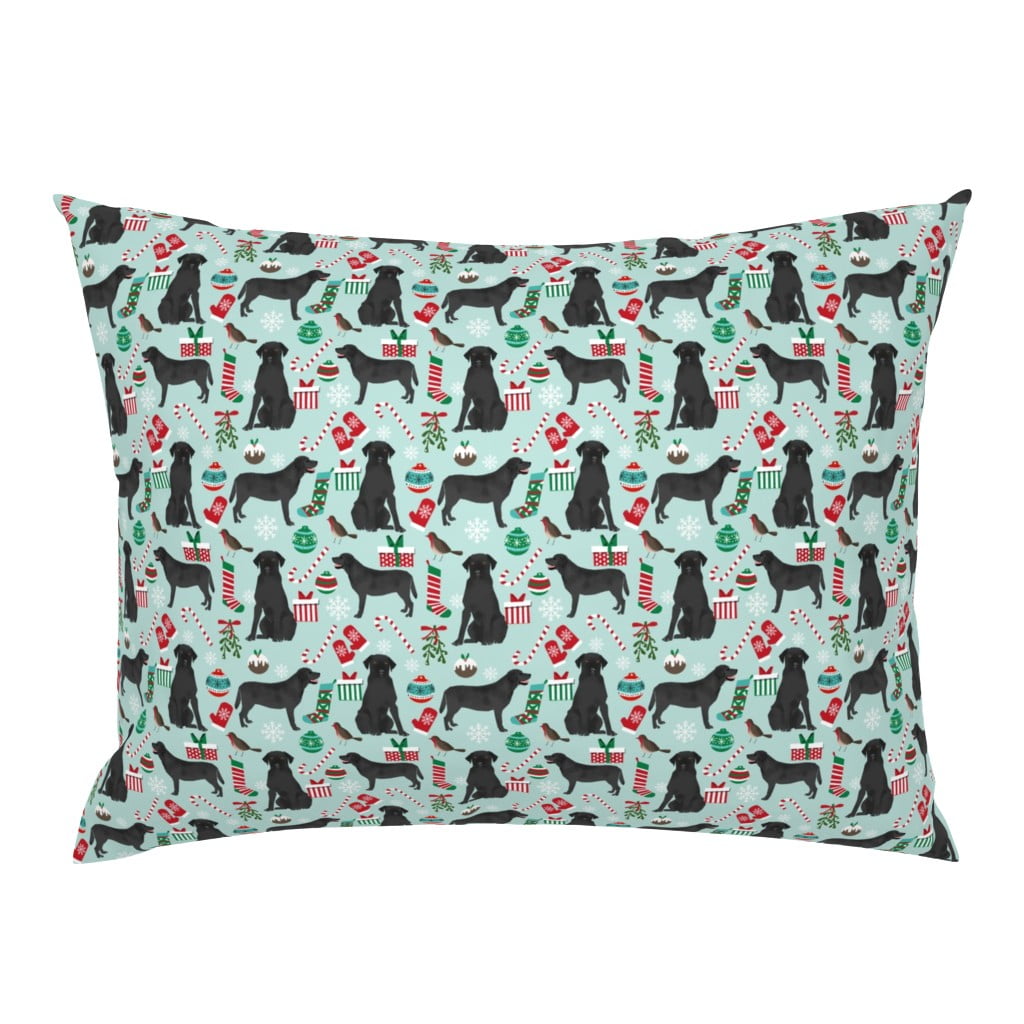 Cotton Sateen Sham, Standard Black Lab Christmas Cute Labrador