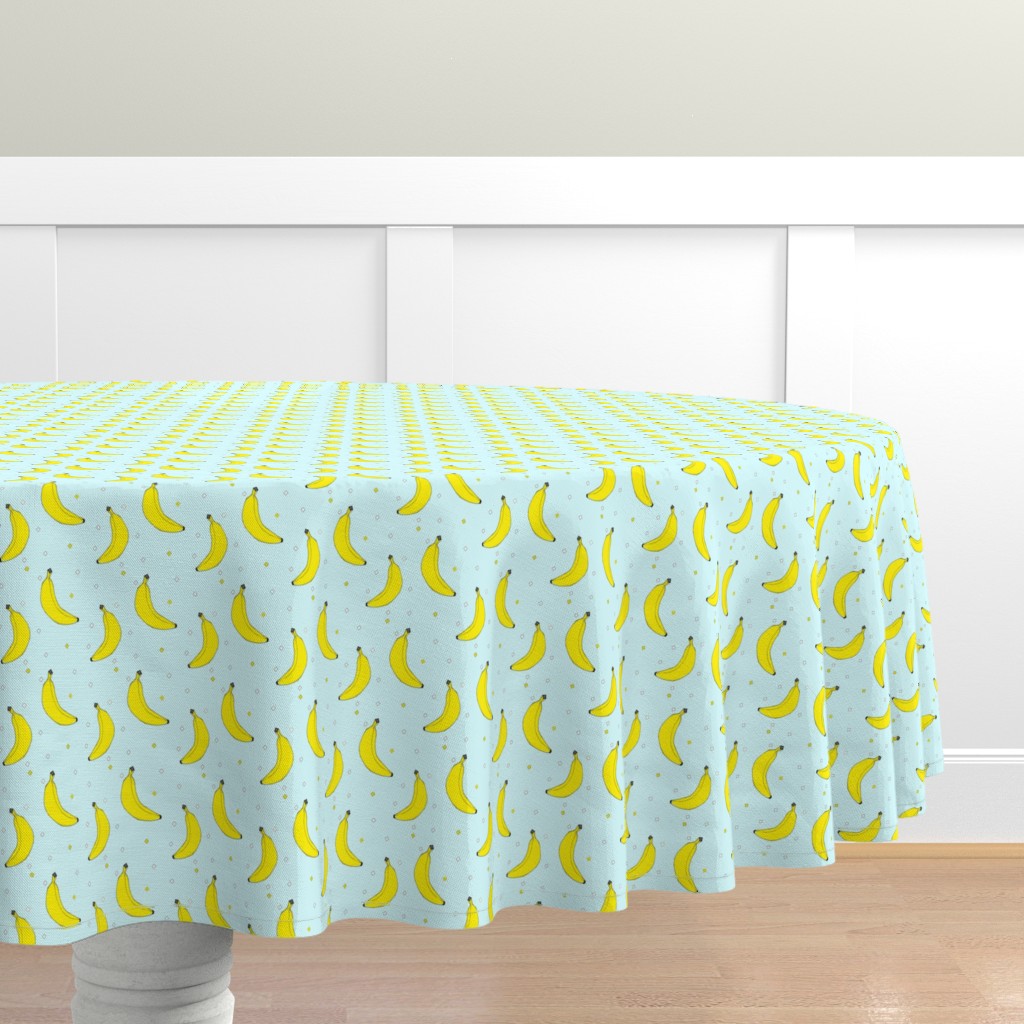 Cotton Sateen Tablecloth, 70" Round Bananas Banana Fruit Vegetable
