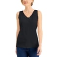 thumbnail image 1 of Cotton Scalloped-Lace Tank Top Deep Black S, 1 of 1