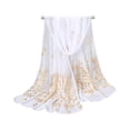 thumbnail image 1 of Cotton Scarf Women's Lightweight Scarf Fashion Peacock Gold Stamp Feather Scarves for Travel, 1 of 6