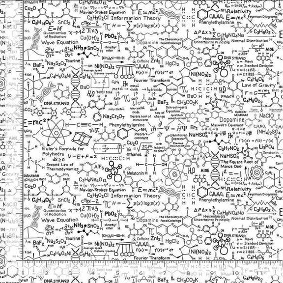 Cotton Scientific Formulas Science Math Problems Atoms Timeless Treasures Cotton Fabric Print by the Yard (SCIENCE-CD4015)