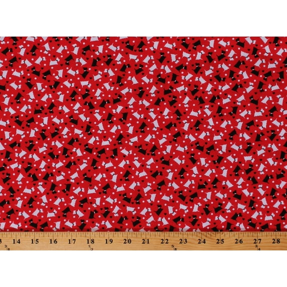 Cotton Scottish Terriers Scotties Scotty Dogs Animals Pets Red Black White Cotton Fabric Print by the Yard (07888-10)