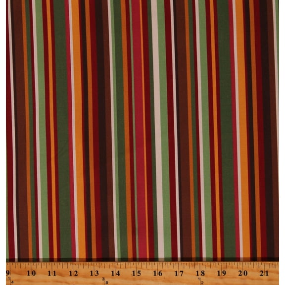 Cotton Season Sampler Doodle Designs Stripes Dutch Patterned Fall Autumn Brown Cotton Fabric Print by the Yard (R190135S-BROWN)