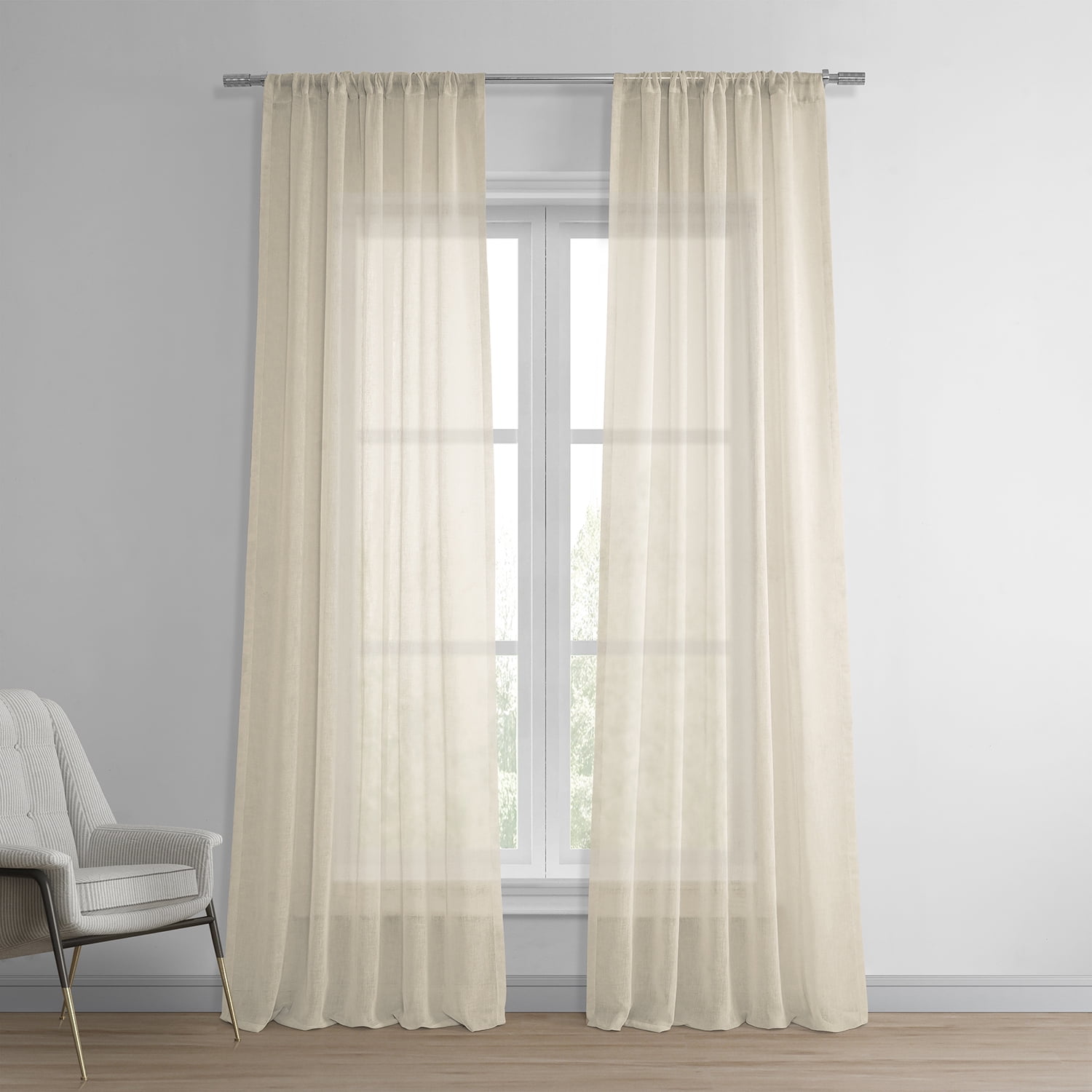Cotton Seed Sheer Linen Blend Window Panel, 50 x 120