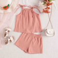 thumbnail image 1 of Cotton Sets for Girls 2 Piece Spaghetti Strap Tank Tops Wide Leg Shorts Outfits 6M-4Y Toddlers Kids Solid Lightweight Going-Out Loungewear Set, 1 of 8