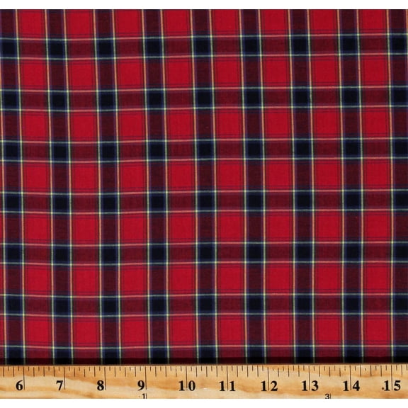 Cotton Sevenberry Classic Plaids Red Plaid Squares Cotton Fabric by the Yard (SB-51010D501-3RED)