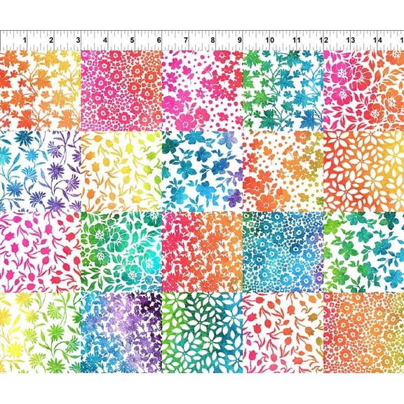 Cotton Sew Spring Flower Florals Quilt Square Colorful Patterns In The Beginning Fabrics Cotton Fabric Print by the Yard (4SSP-MULTI)