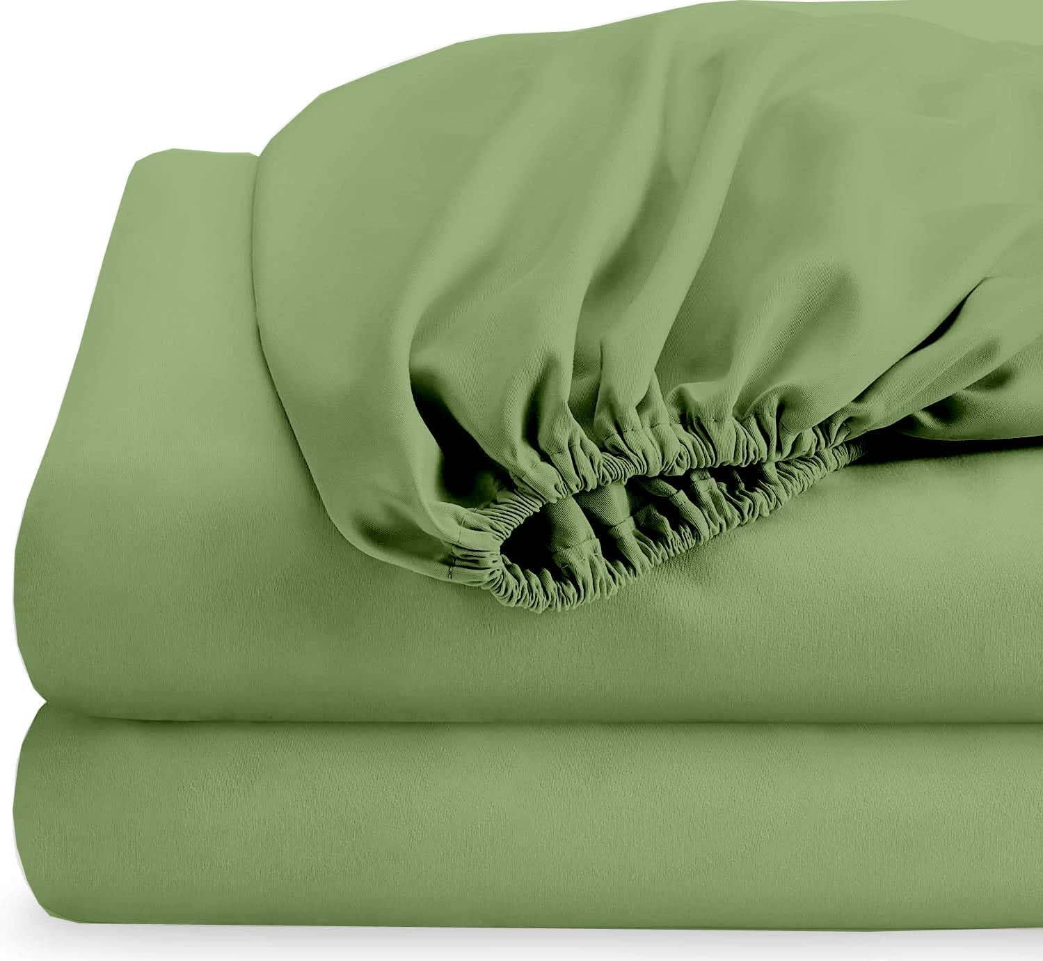 Cotton Sheet Full Size 1 PC Fitted Sheet Only with 18" Inch Deep Pocket Satin Soft 100