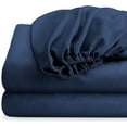 thumbnail image 1 of Cotton Sheet Full Size 1 PC Fitted Sheet Only with 22" Inch Deep Pocket - Satin Soft 100% Egyptian Cotton & 600TC, Bottom Sheets & Mattress Covers - Navy Blue Solid., 1 of 6