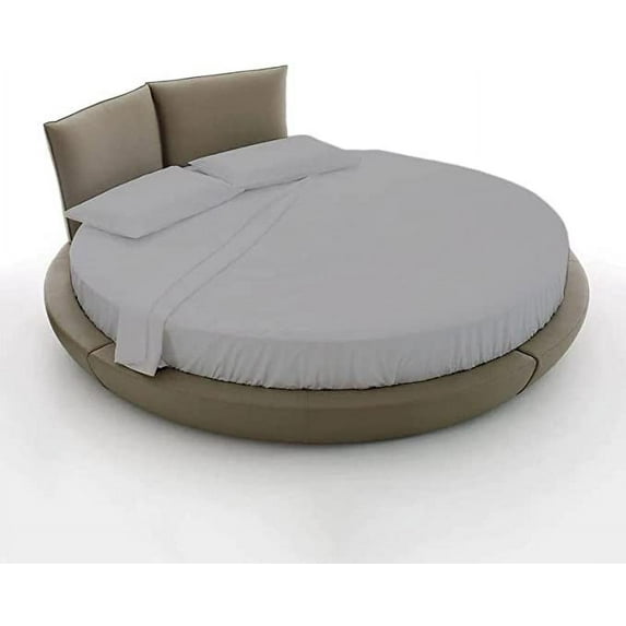 Cotton Sheet Round, 4 Piece Cotton Round Bedsheet 100% Egyptian Cotton, 12" Deep Pocket,80" Diameter, 400 TC, Round Sheet Set, Super Soft, Luxury and Easy Care -Light Grey Solid, King Size