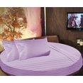 thumbnail image 1 of Cotton Sheet Round, 4 Piece Cotton Round Bedsheet 100% Egyptian Cotton, 12" Deep Pocket,88" Diameter, 400 TC, Round Sheet Set, Super Soft, Luxury and Easy Care -Lavender Stripe, King Size, 1 of 3