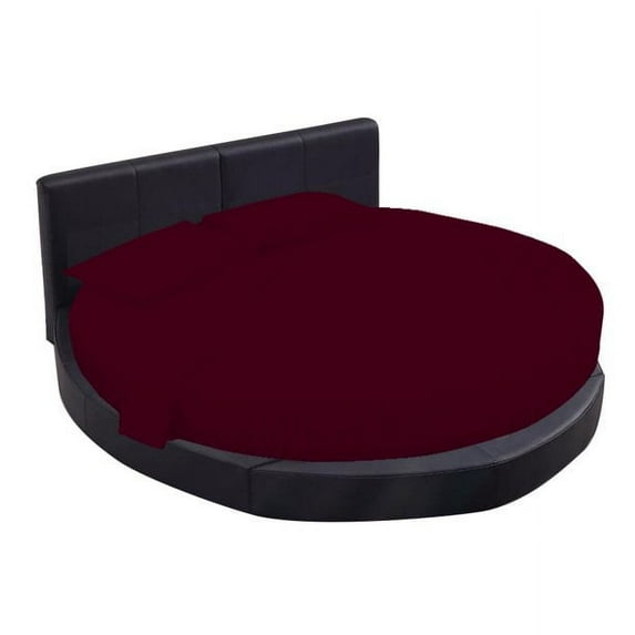 Cotton Sheet Round, 4 Piece Cotton Round Bedsheet 100% Egyptian Cotton, 15" Deep Pocket,92" Diameter, 400 TC, Round Sheet Set, Super Soft, Luxury and Easy Care -Burgundy Stripe, King Size