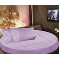 thumbnail image 1 of Cotton Sheet Round, 4 Piece Cotton Round Bedsheet 100% Egyptian Cotton, 18" Deep Pocket,84" Diameter, 400 TC, Round Sheet Set, Super Soft, Luxury and Easy Care -Lavender Stripe, King Size, 1 of 3